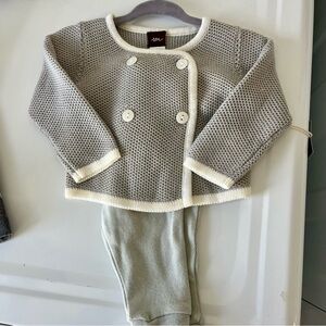 Tea Collection Gray and Cream Baby Knit Set